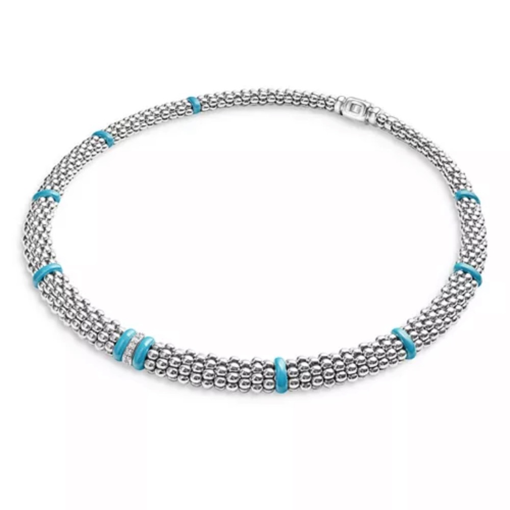 Blue Caviar & Diamond Sterling Silver Rope Necklace